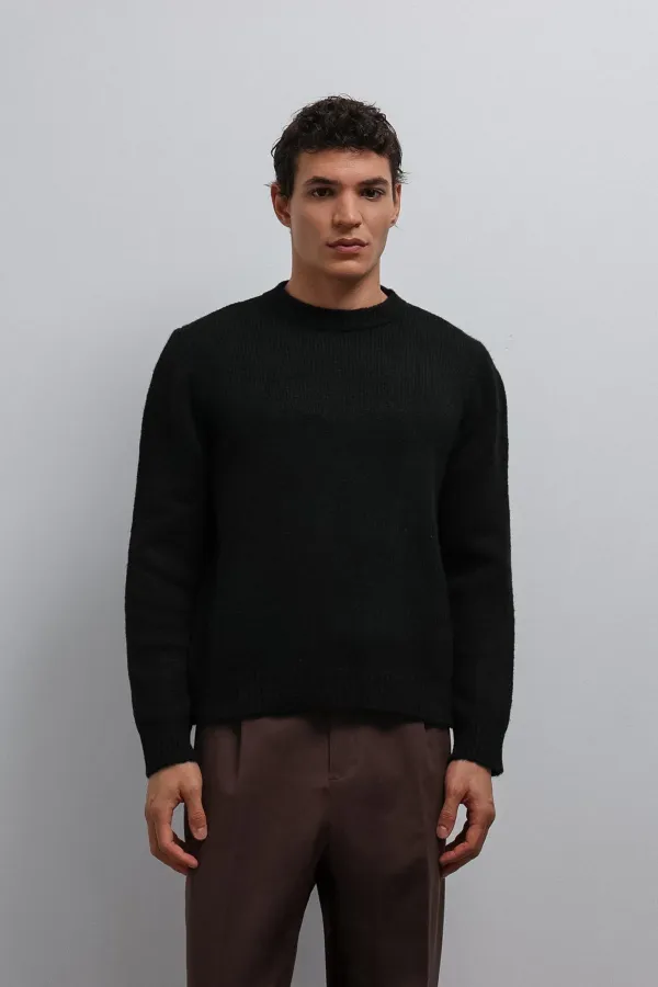 Pull Antioch noir à texture douce pour homme