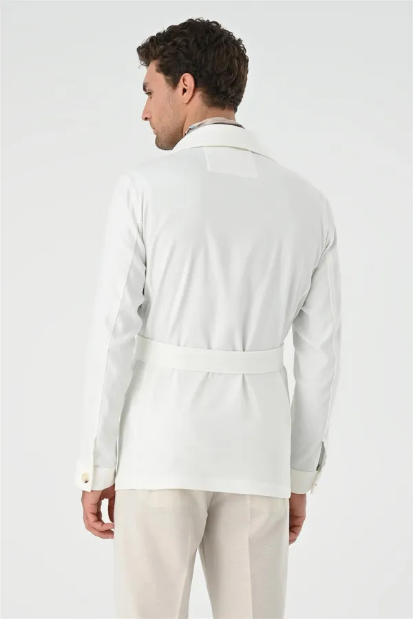 Veste de saison en lin écru pour homme avec ceinture Antioch