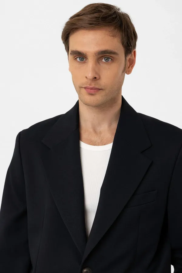 Antioch Lacivert Relax Fit Erkek Blazer Ceket