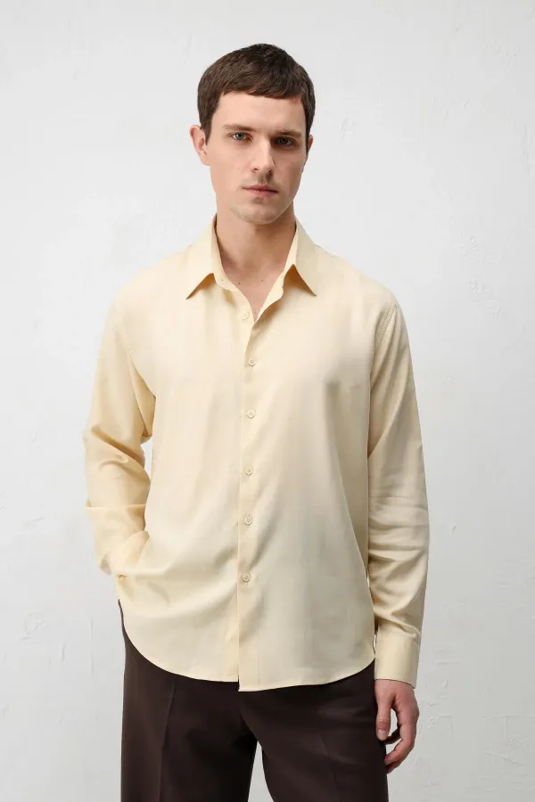 Antioch Sarı Teknik Regular Fit Erkek Gömlek