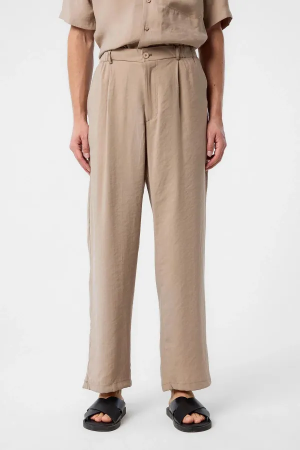 Antioch Bej Relaxed Modal Kumaş Yüksek Bel Erkek Pantolon