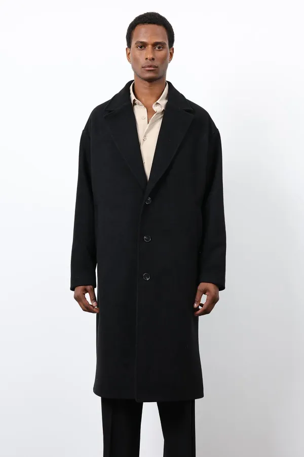 Antioch Black Wool Blend Oversize Men's Coat