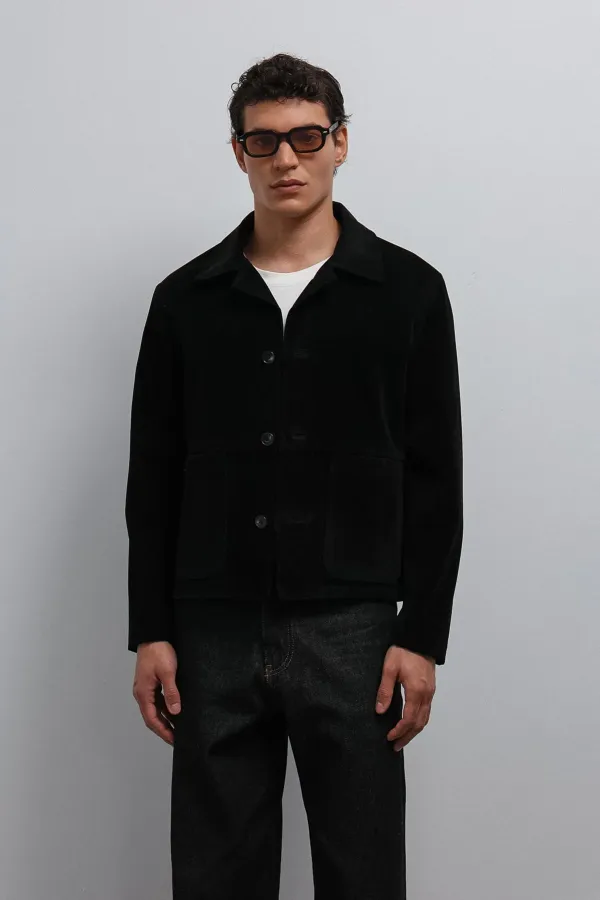 Veste classique pour homme en daim noir Antioch