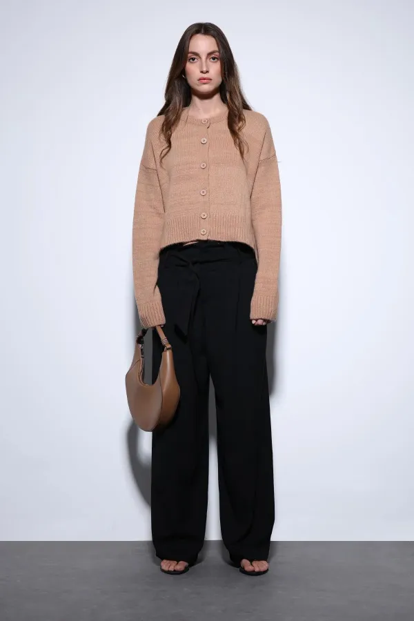 Pull en maille fendu beige Antioch pour femme