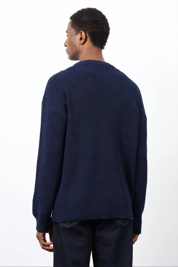 Pull en maille bleu marine Antioch pour homme