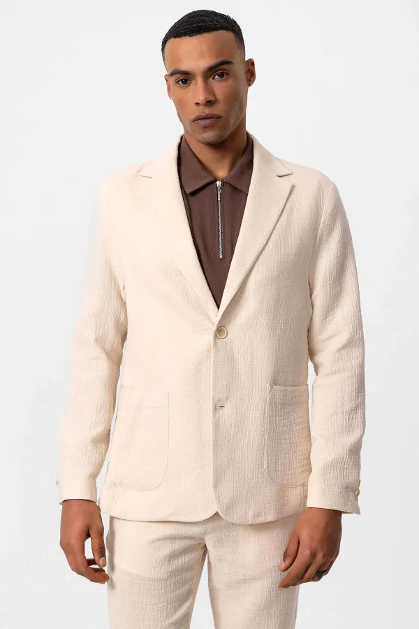 Antioch Ekru Astarsız Torba Cepli Erkek Blazer Ceket Antioch Ekru Astarsız Torba Cepli Erkek Blazer Ceket