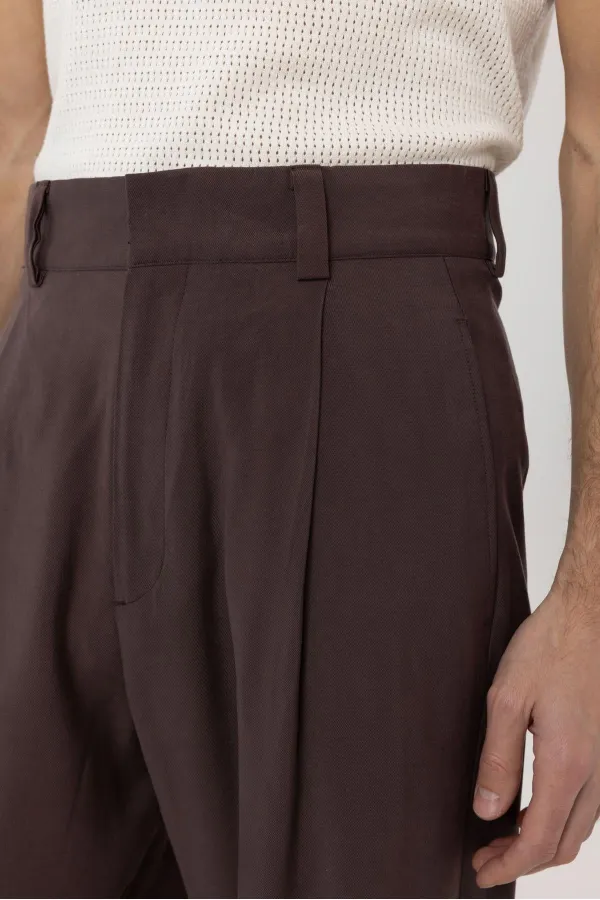 Antioch Coffee Pleated Baggy Fit Men's Trousers