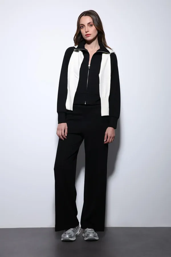 Antioch Siyah Fermuarlı Kadın Eşofman Takım