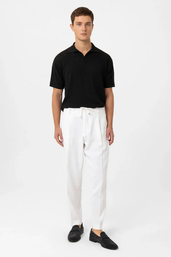 Antioch Black Polo Collar Textured Men's Knit T-Shirt