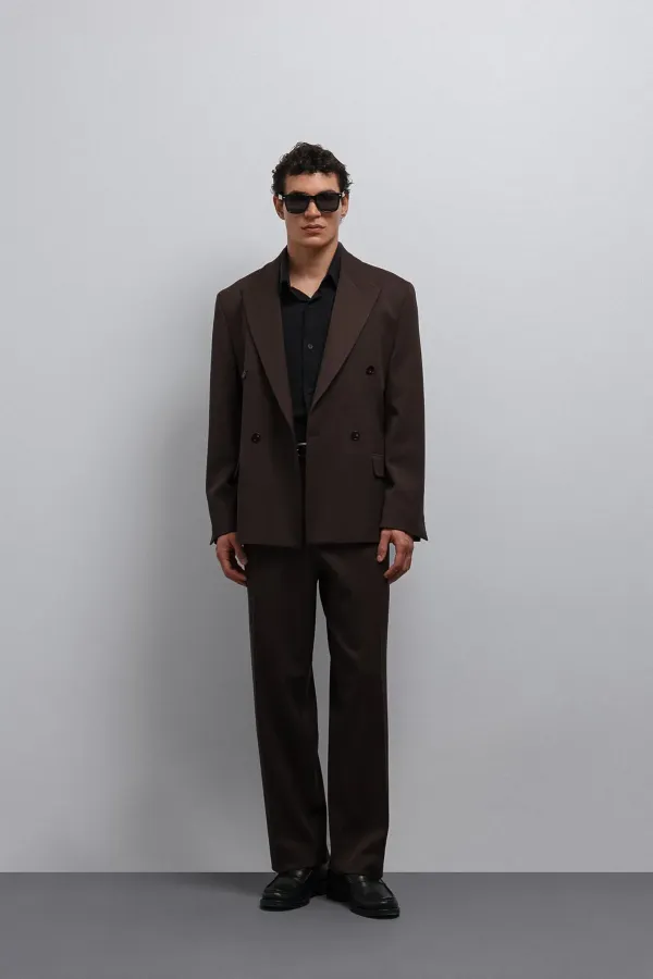 Antioch Koyu Kahve Relax Fit Baggy Pilili Erkek Pantolon