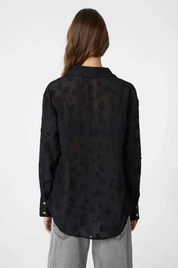 Antioch Black Patterned Transparent Shirt