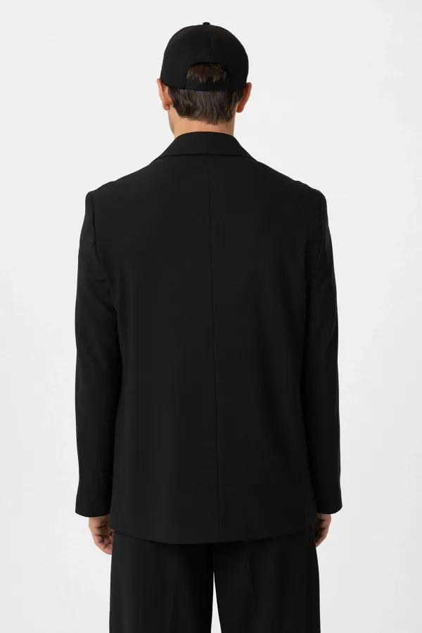 Antioch Black Relax Fit Double-Breasted Men's Blazer Jacket