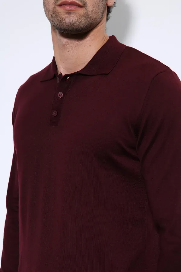 Pull homme à col polo bordeaux Antioch