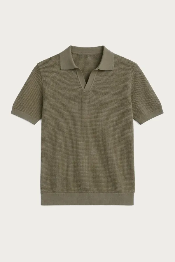 Antioch Haki Dokulu Polo Yaka Erkek T-Shirt