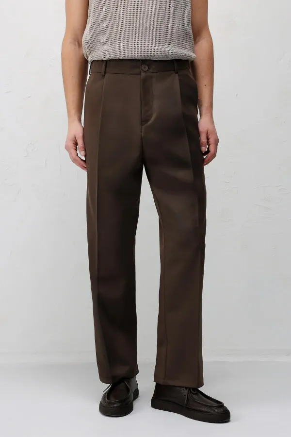 Antioch Coffee Pleated Relaxed Fit Men's Trousers