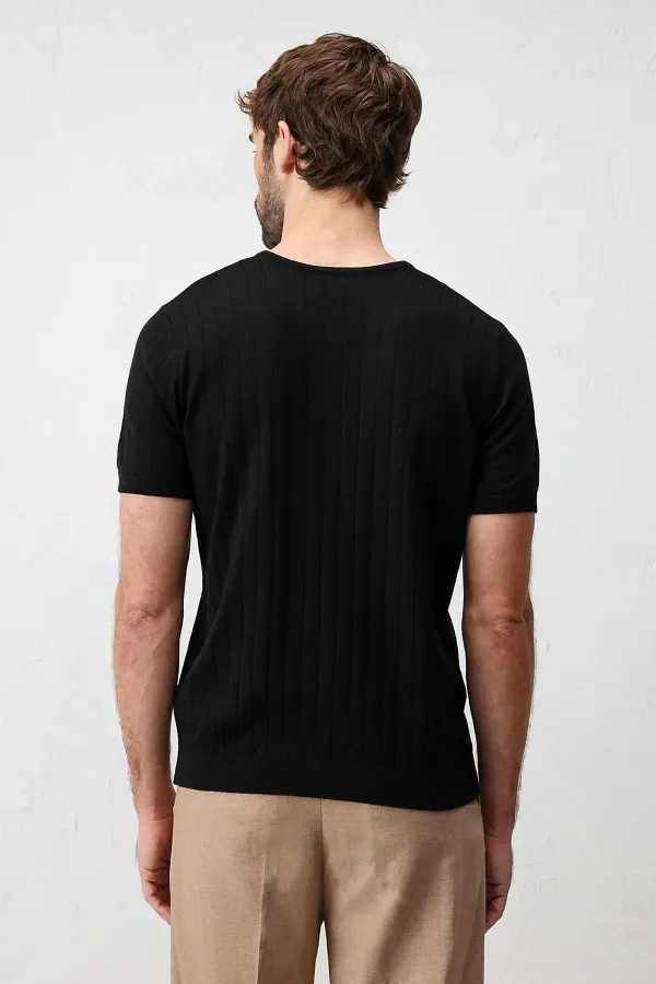 Antioch Siyah Dokulu Erkek Triko T-Shirt