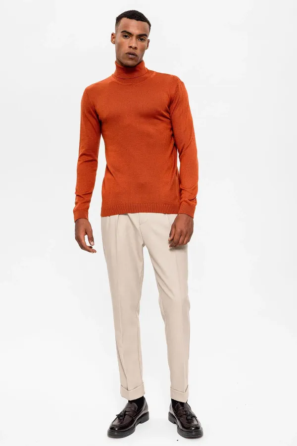 Antioch Kiremit Tam Boğazlı Erkek Triko