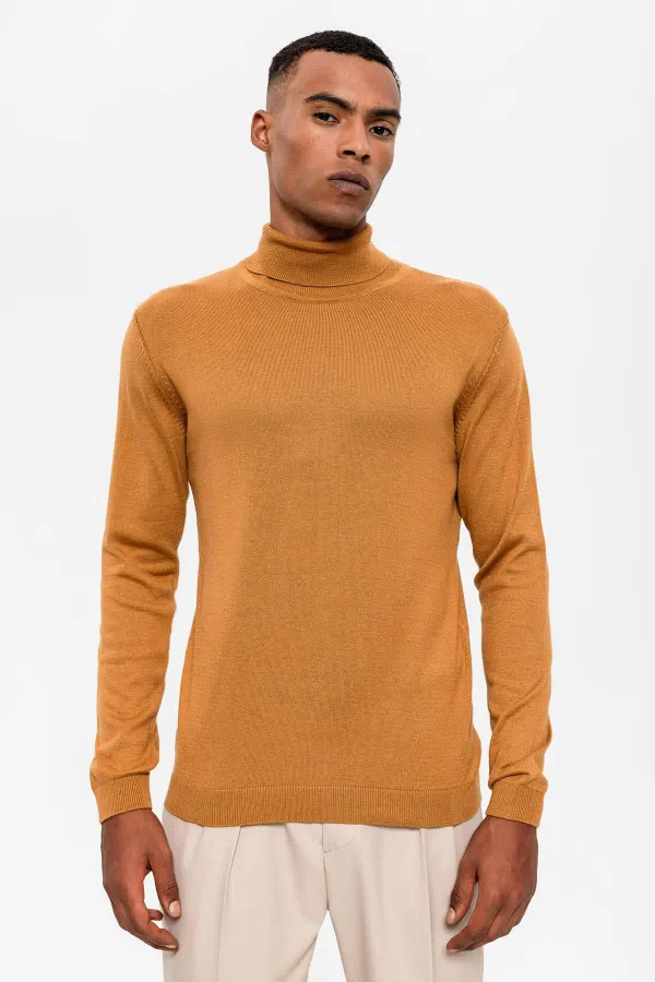 Antioch Tütün Tam Boğazlı Erkek Triko