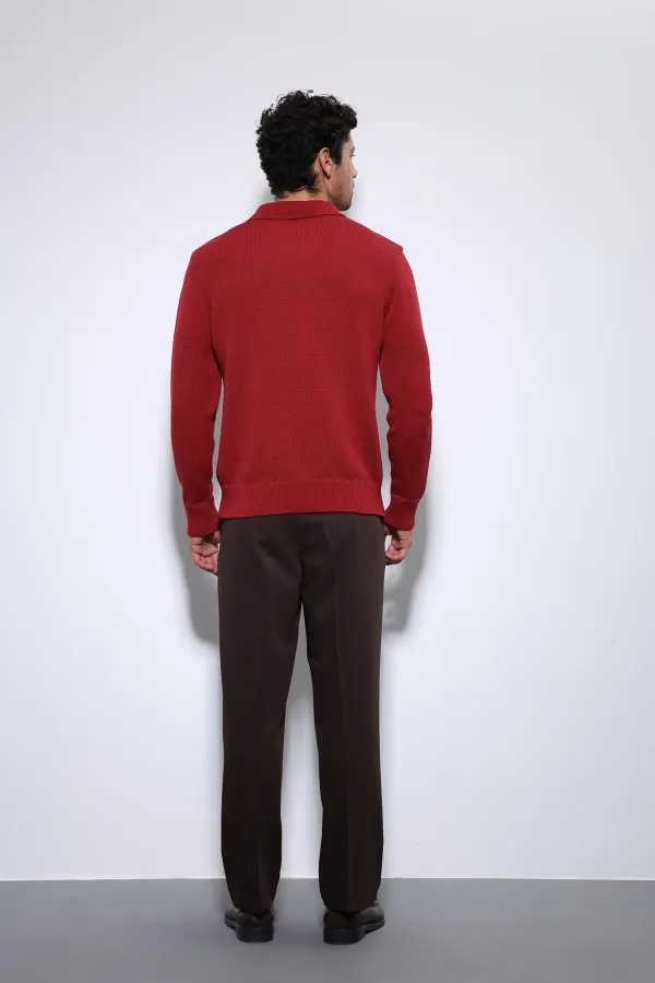 Pull basique pour homme à col polo rouge Antioch