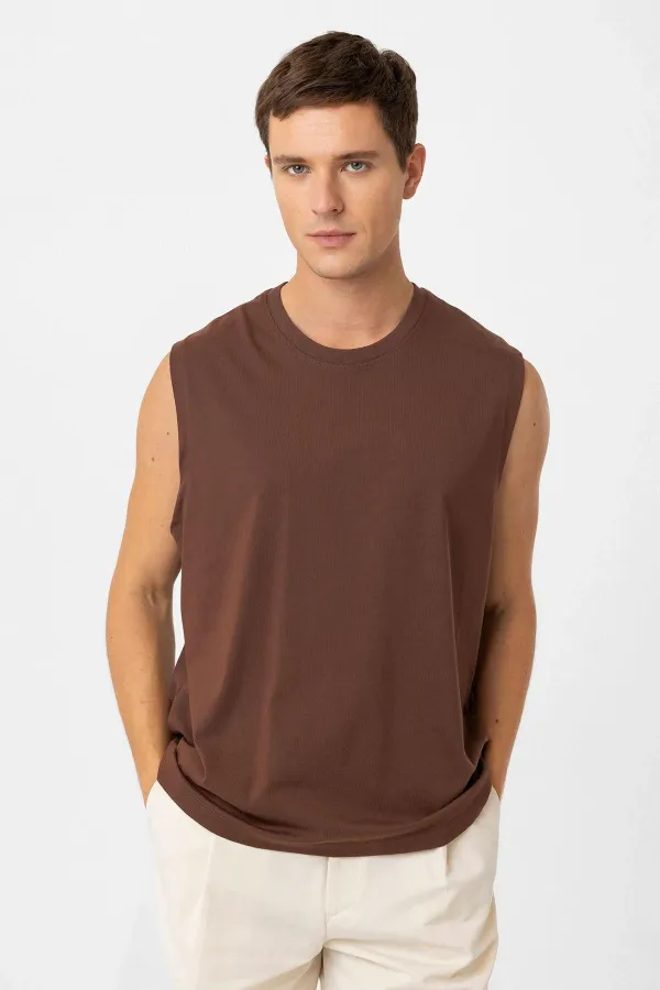 Antioch Kahve Relaxed Fit Erkek Kolsuz T-Shirt