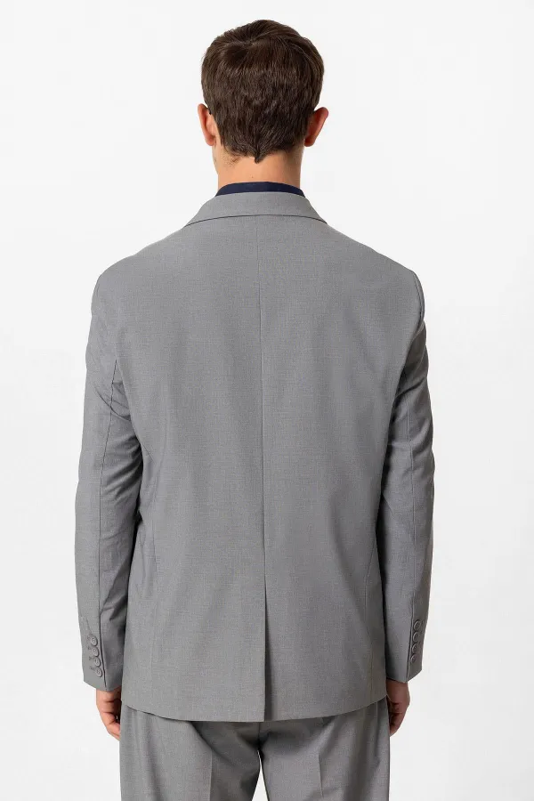 Antioch Grey Single Button Double-Breasted Men's Blazer Jacket