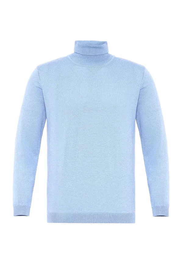 Pull en maille pour garçon Antioch Bebe bleu à col roulé