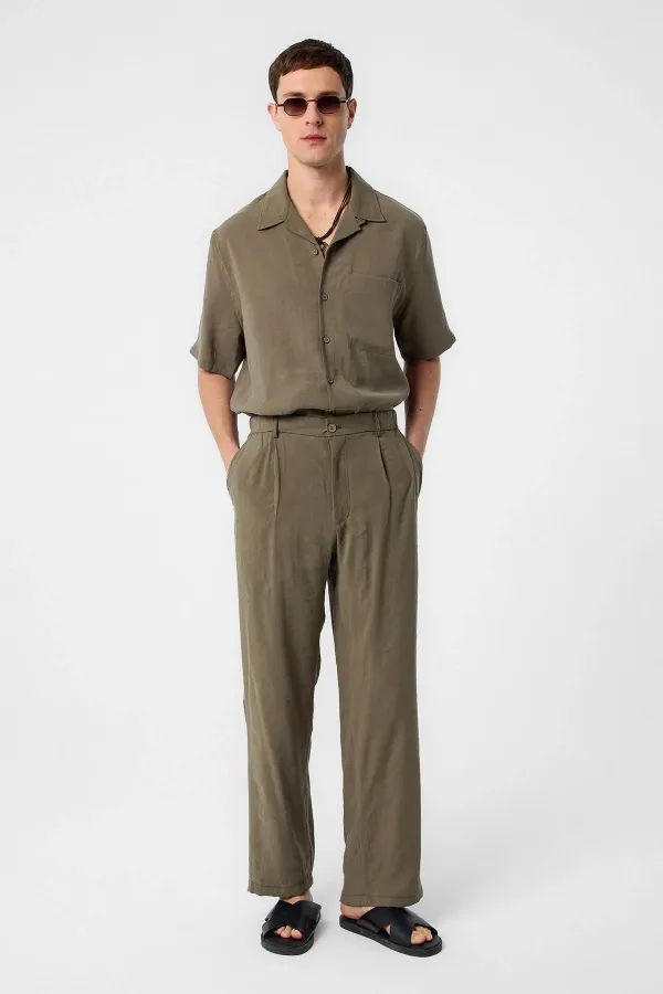 Antioch Haki Modal Kumaş Erkek Gömlek