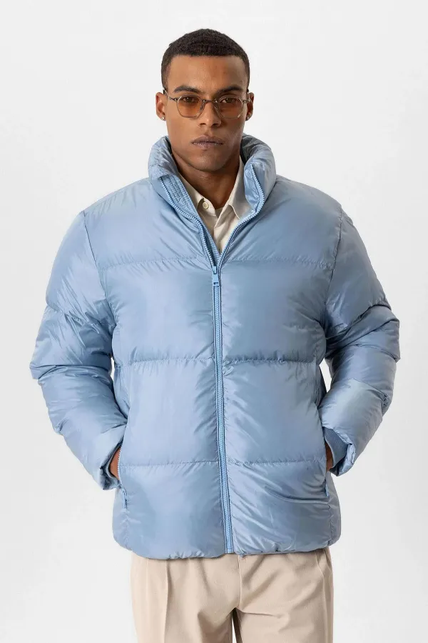 Antioch Bebe Blue Stand-Up Collar Rubber Padded Jacket