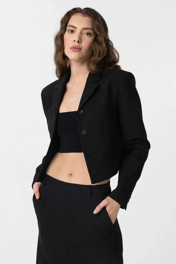 Antioch Black Crop Women's Blazer Jacket