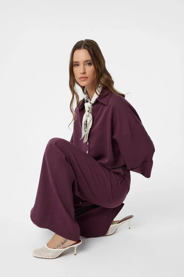Antioch Burgundy Relaxed Women's Trousers