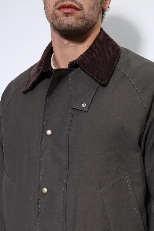 Antioch Kahve Kontrast Yaka Erkek Ceket