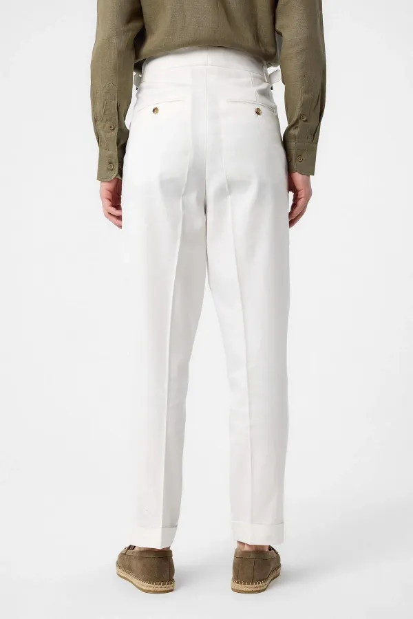 Pantalon Antioch blanc coupe italienne taille haute pour homme