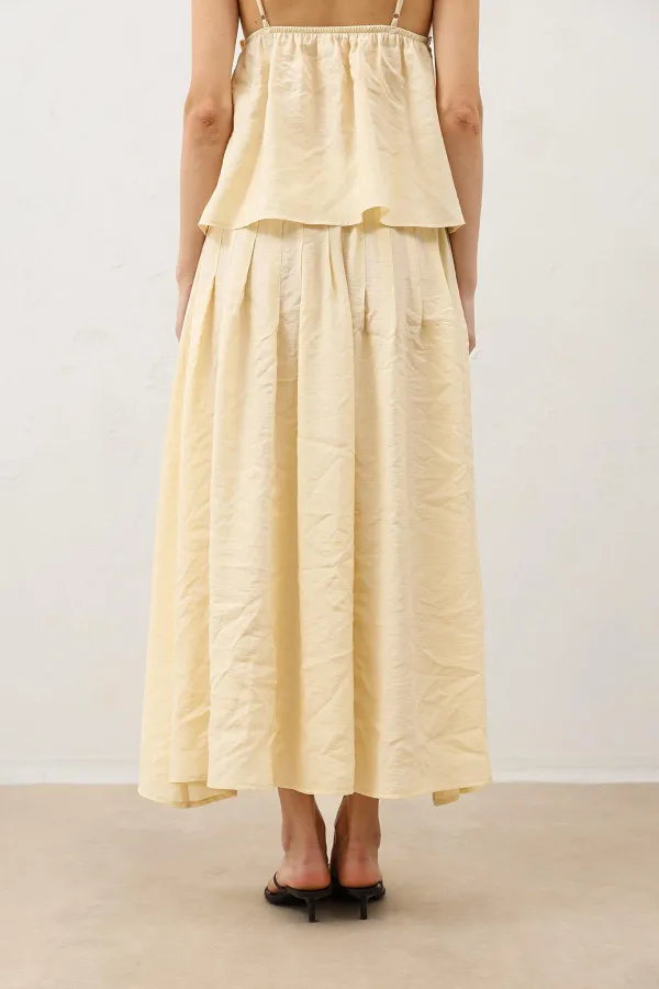 Antioch Sarı Dökümlü Kadın Etek