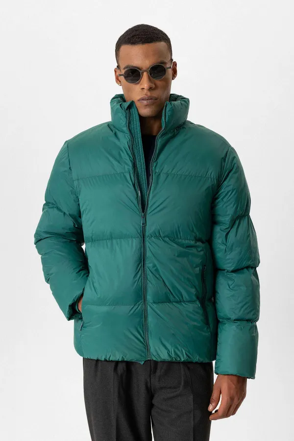 Veste Antioch Green à col montant rembourrée en caoutchouc