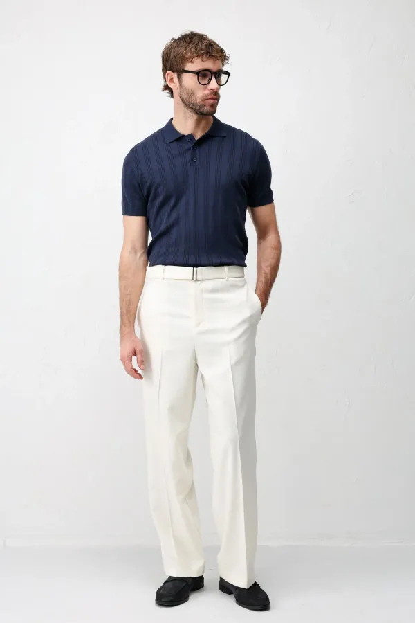 Polo homme Antioch Navy en maille texturée