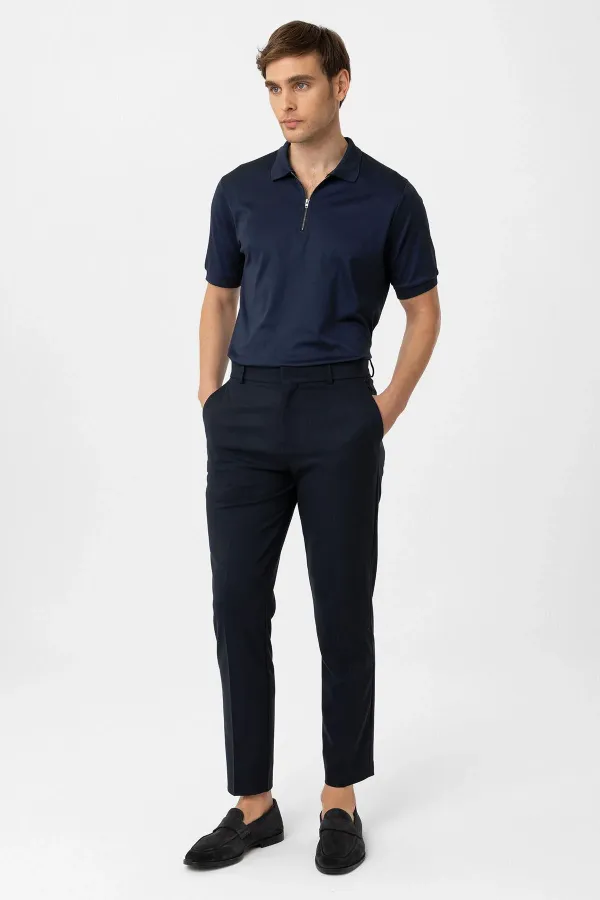 Antioch Navy Slim Fit Comfort Men's Trousers