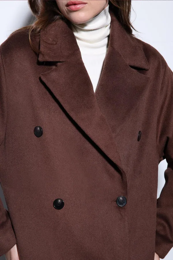 Antioch Coffee Double-Breasted Women's Coat