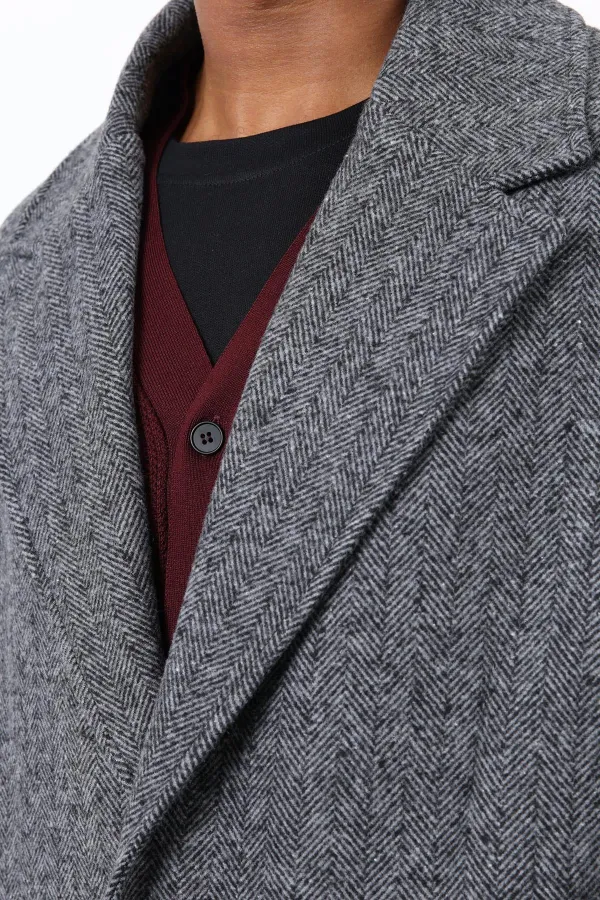 Manteau homme Antioch gris coupe décontractée à chevrons