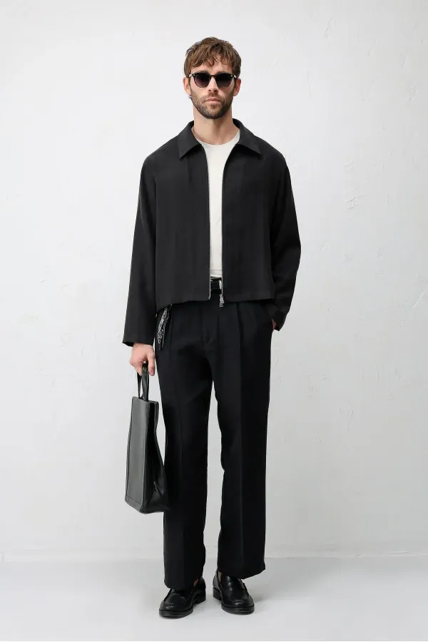 Veste d'été Antioch en mélange de lyocell noir