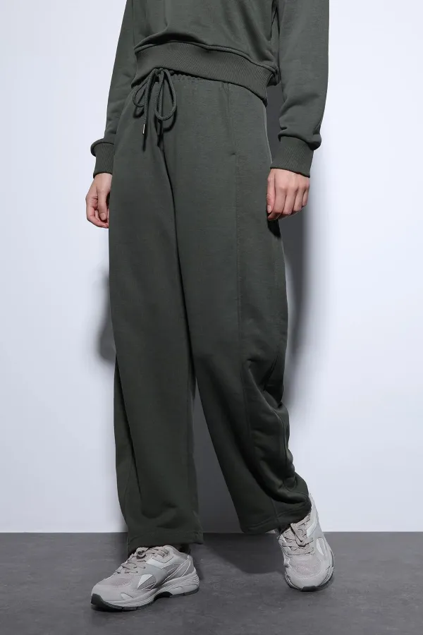 Antioch Haki Basic Düz Paça Kadın Eşofman Altı