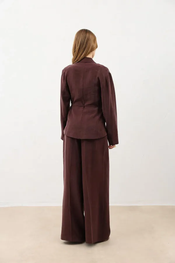 Veste cintrée drapée bordeaux Antioch