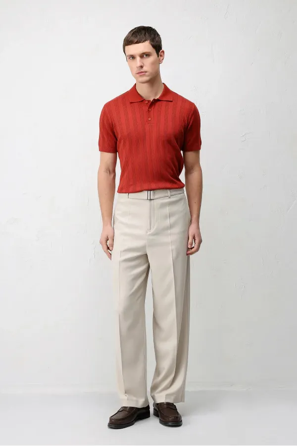 Pantalon homme Antioch beige coupe décontractée avec ceinture