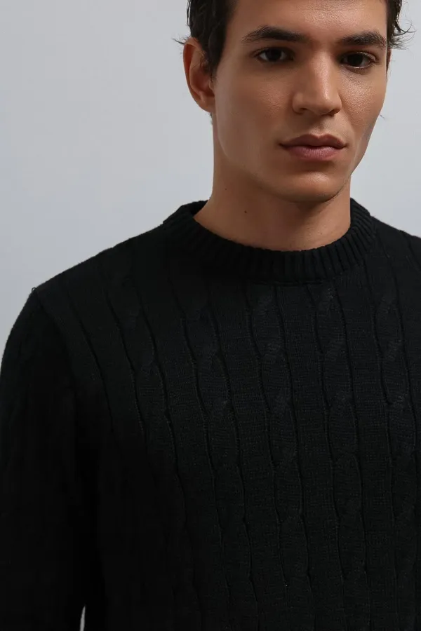 Antioch Black Textured Knit Men's Sweater