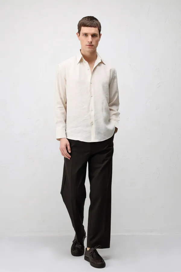 Antioch Beige Modal Blend Relax Fit Men's Shirt