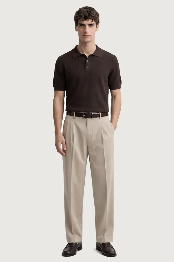 T-shirt homme Antioch Coffee en maille texturée à col polo