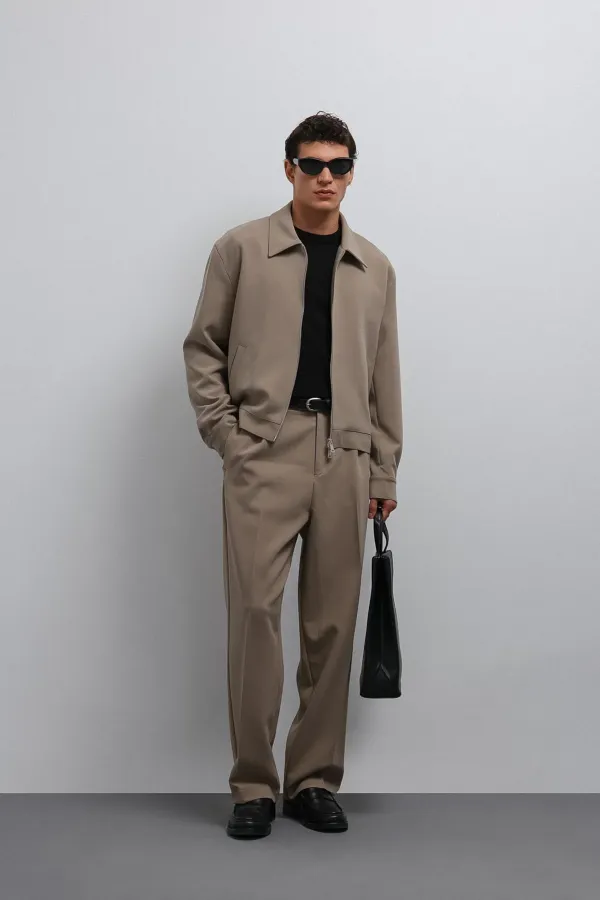 Veste de saison Antioch beige à fermeture éclair pour homme