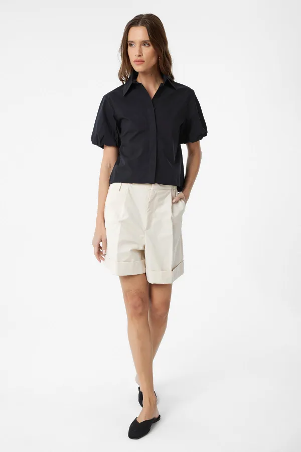 Chemise Antioch noire à manches ballon pour femme