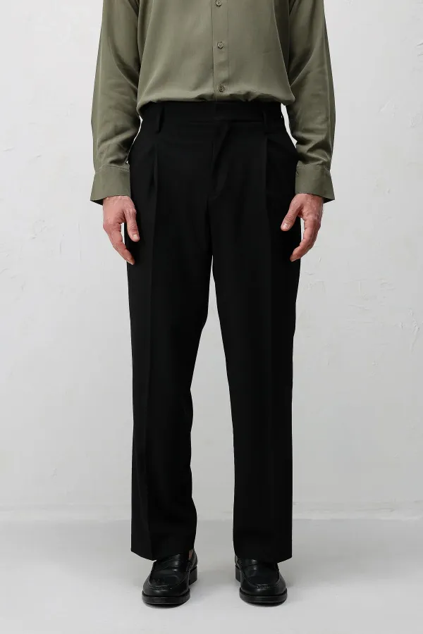 Antioch Siyah Relaxed Fit Pileli Erkek Pantolon
