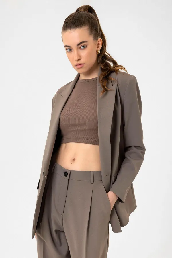 Débardeur court côtelé pour femme Antioch Coffee