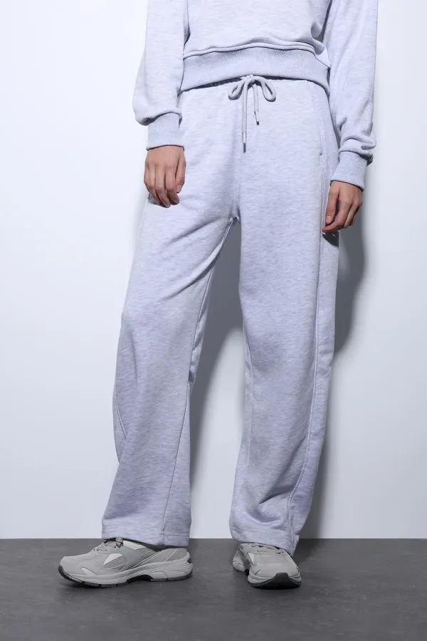 Pantalon de survêtement Antioch Grey Melange Basic à jambes droites pour femme